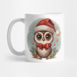 cute little baby owl wearing a santa hat Mug